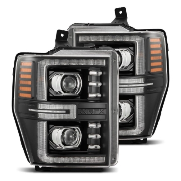 Picture of AlphaRex 08-10 Ford F250-550 LUXX-Series LED Projector Headlights Black w/Activ Light/Seq Signal