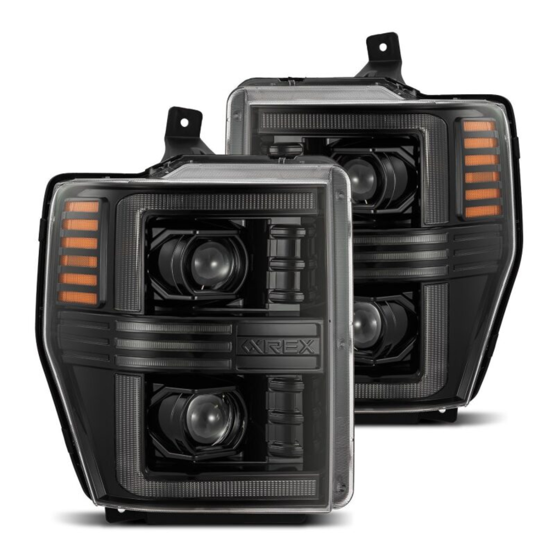 Picture of AlphaRex 08-10 Ford F250-550 PRO-Series Projector headlights Alpha-Black w/Activ Light/Seq Signal