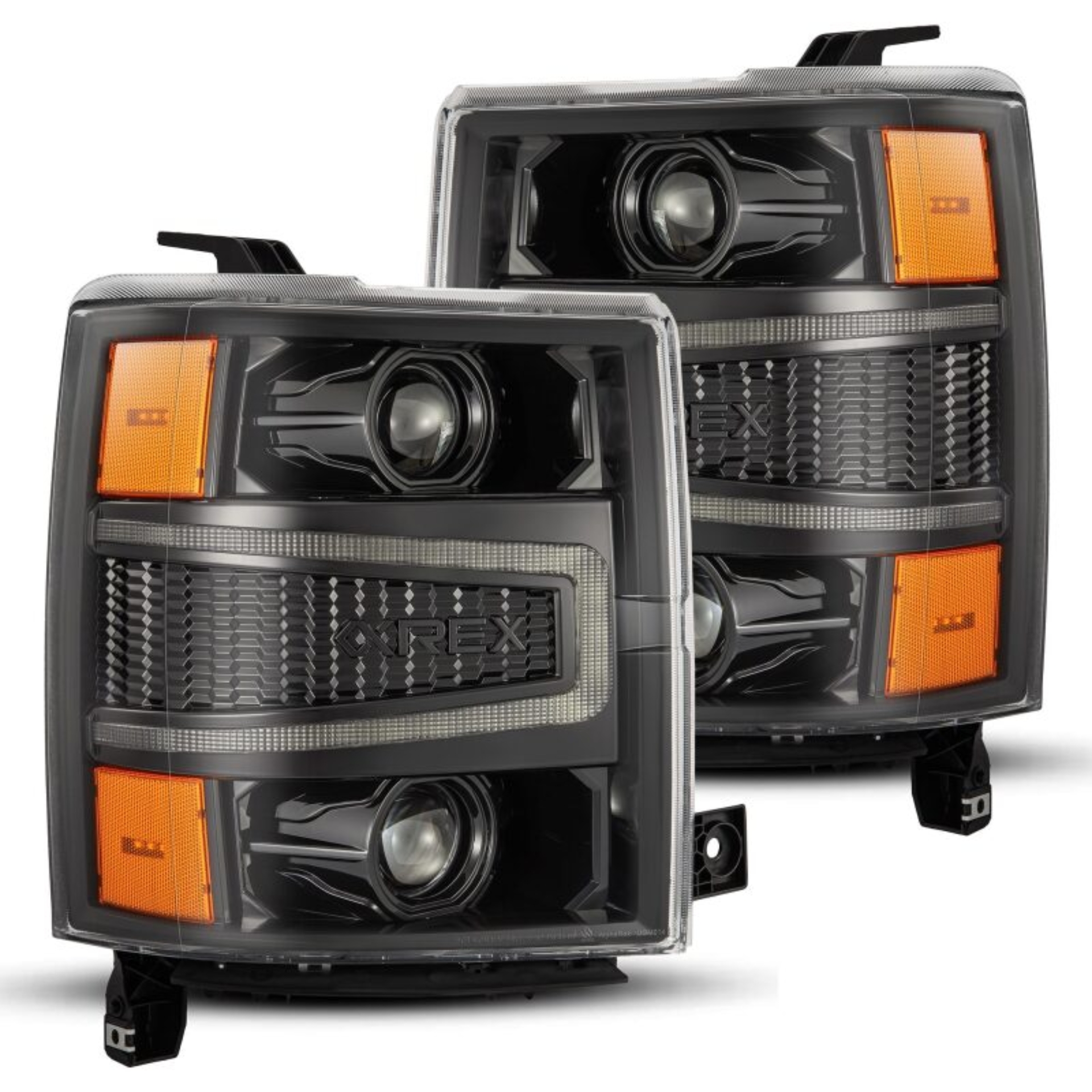 Picture of AlphaRex 14-15 Chevy 1500 PRO-Series Projector Headlights, Alpha-Black w/ Sequential Signal &  DRL