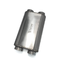 Picture of Ticon Industries 17in OAL 3.0in Dual In/Out Thin Oval Titanium Muffler - Matte