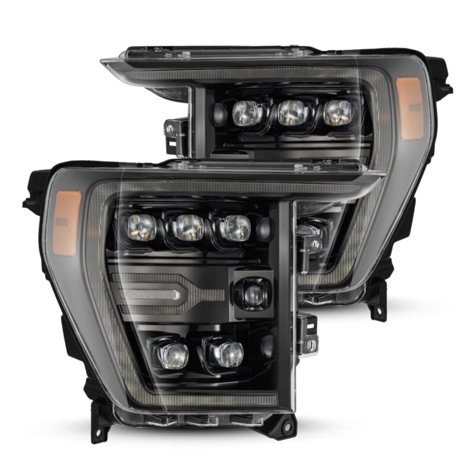 Picture of AlphaRex 21-22 Ford F-150 NOVA LED Proj Headlights Plank Style Alpha Blk w/Activ Light/Seq Signal