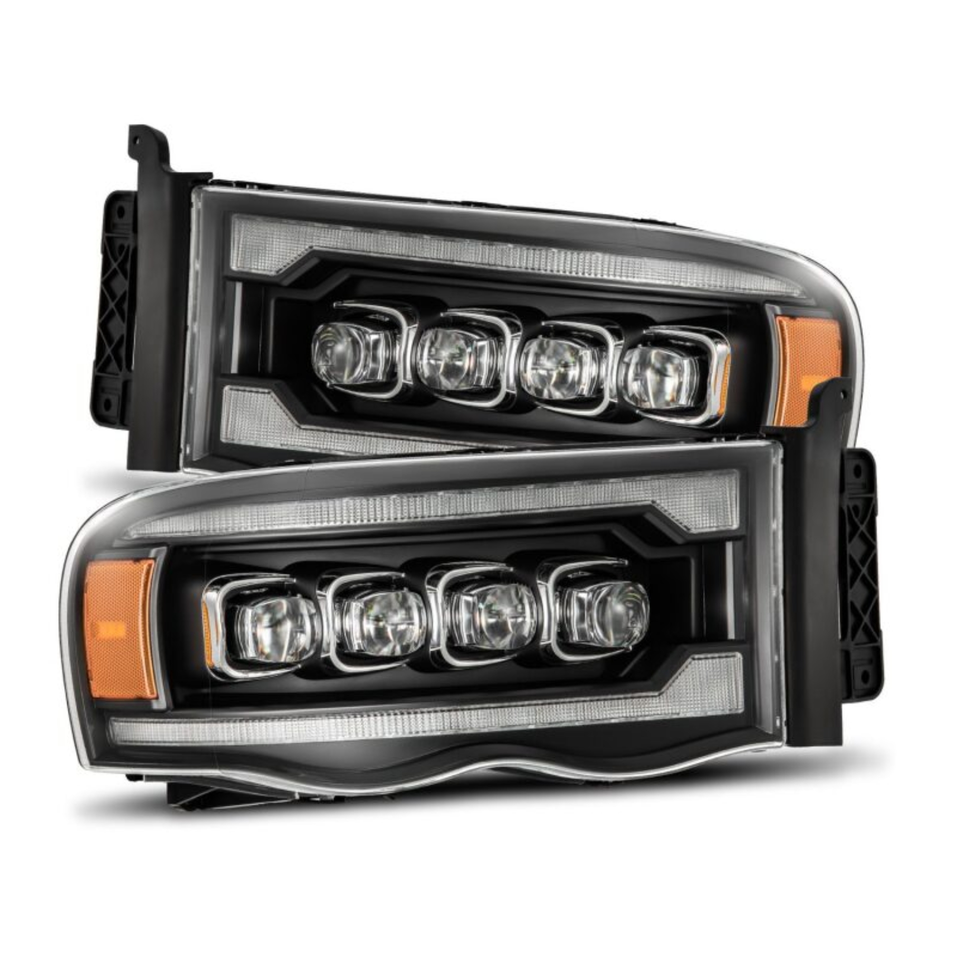 Picture of AlphaRex 02-05 Dodge Ram 1500 NOVA LED Proj Headlights Plank Style Blk w/Activ Light/Seq Signal
