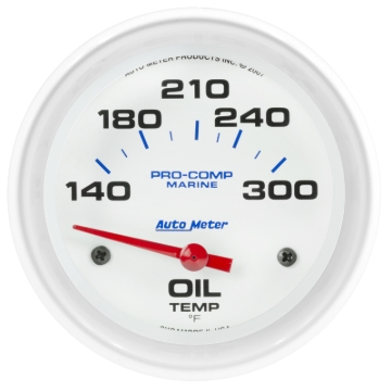 Picture of Autometer Marine White Air-Core Electric Oil Temperature Gauge 2-5/8in 140-300 Deg F