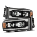 Picture of AlphaRex 02-05 Dodge Ram 1500 PRO-Series Projector Headlights Plank Style Black w/Seq Signal