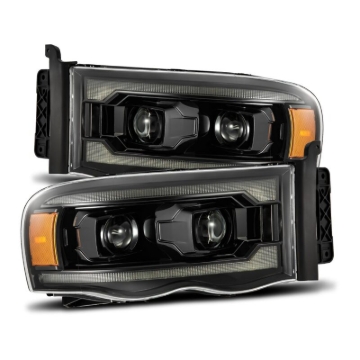 Picture of AlphaRex 02-05 Dodge Ram 1500 PRO-Series Projector Headlights Plank Style Alpha Black w/Seq Signal