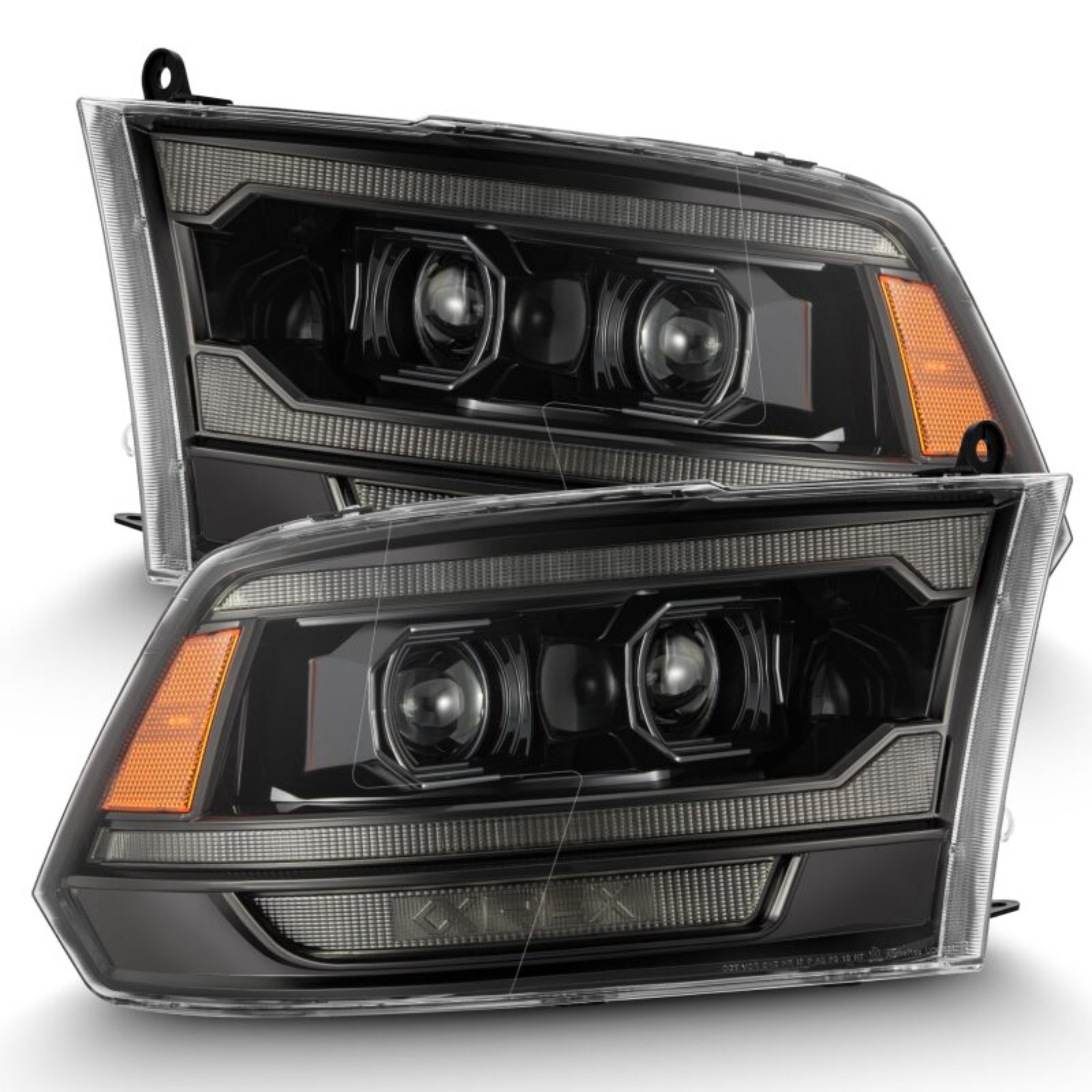 Picture of AlphaRex 09-18 RAM 1500 PRO-Series Proj Headlights Alpha-Black w/Sequential Signal & Top/Middle DRL