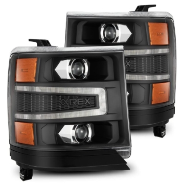 Picture of AlphaRex 16-18 Chevy 1500HD LUXX LED Proj Headlights BK w/Seq Actvn Light / SeqSig (Req PN 810023)