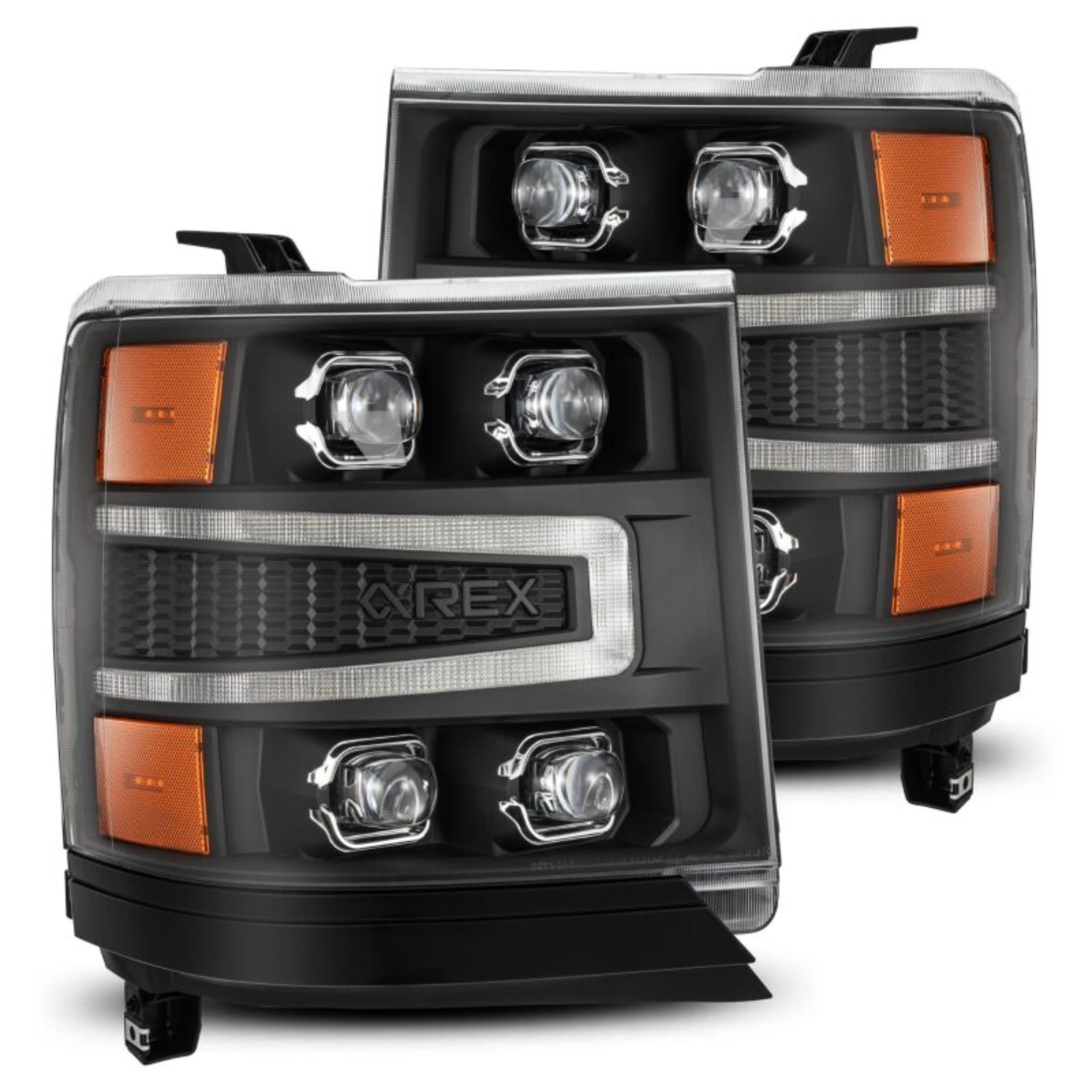 Picture of AlphaRex 16-18 Chevy 1500HD NOVA-Series LED Proj Headlights BK w/Actv Lgt/SeqSig & DRL (Req 810023)