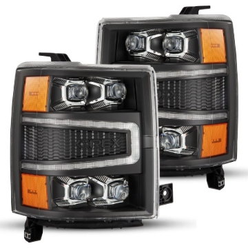 Picture of AlphaRex 04-15 Chevy 1500HD NOVA-Series LED Proj Headlights Black w/Activ Light/Seq Signal & SB DRL