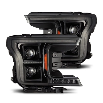 Picture of AlphaRex 18-20 Ford F150 PRO-Series Headlight Alpha Black w/ Seq Signal & DRL