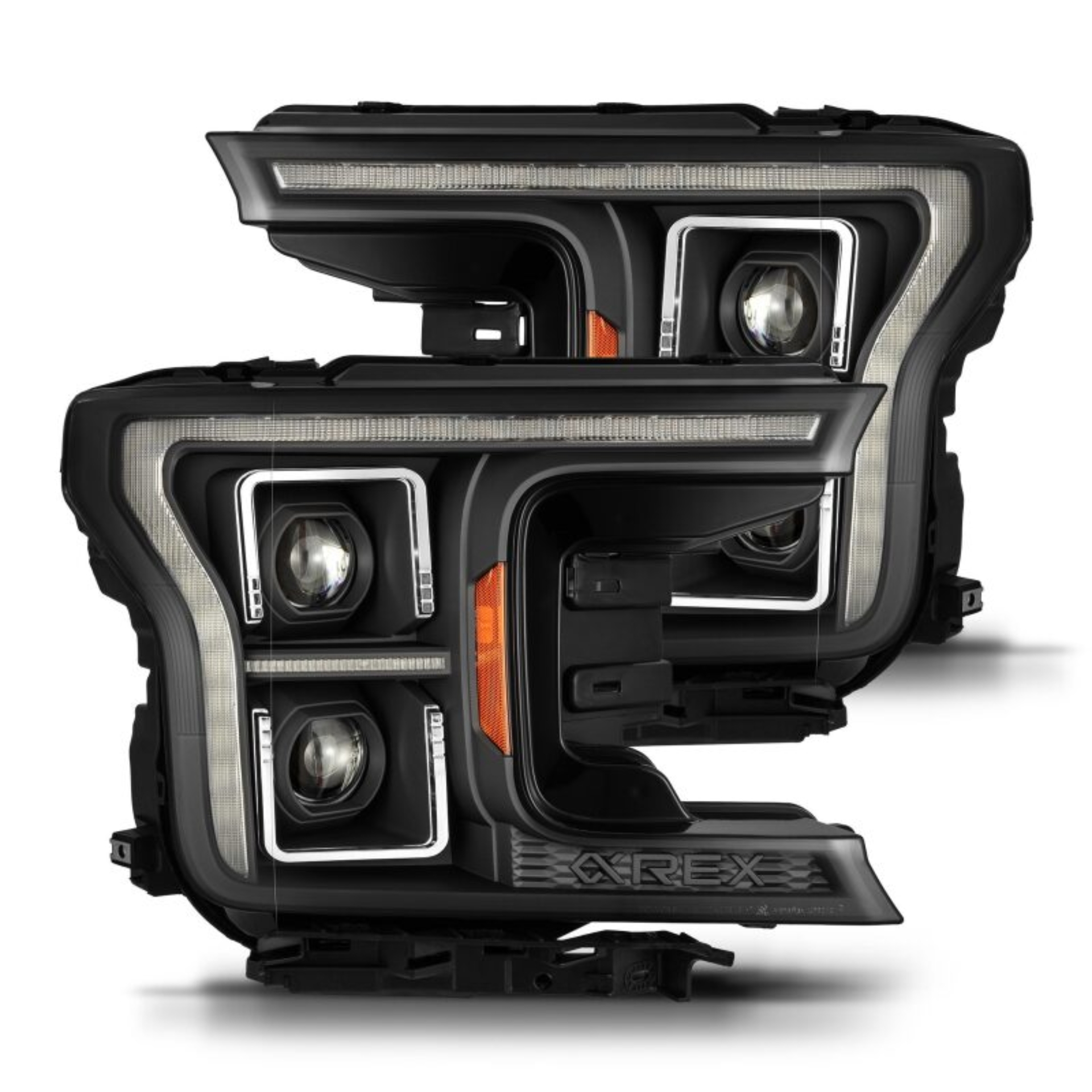 Picture of AlphaRex 18-21 Ford F150 PRO-Series Projector Headlights - Black w/DRL & Seq Signal