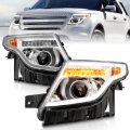 Picture of ANZO 11-15 Ford Explorer Projector Headlights w/ Light Bar Chrome Housing w/ Amber light