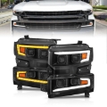 Picture of ANZO 19-22 Chevrolet Silverado 1500 LED Proj HL w/Lgt Bar SwBk Seq. Blk w/In. Light - Driver Side ON