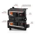 Picture of ANZO 19-22 Chevrolet Silverado 1500 LED Proj HL w/Lgt Bar SwBk Seq. Blk w/In. Light - Passenger Side