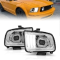 Picture of ANZO 05-09 Ford Mustang (w/Factory Halogen HL Only) Projector Headlights w/Light Bar Chrome Housing