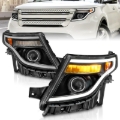 Picture of ANZO 11-15 Ford Explorer (w/Factory Halogen HL Only) Projector Headlights w/Light Bar Black Housing