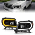 Picture of ANZO 05-11 Toyota Tacoma Projector Headlights w/Light Bar Switchback Black Housing