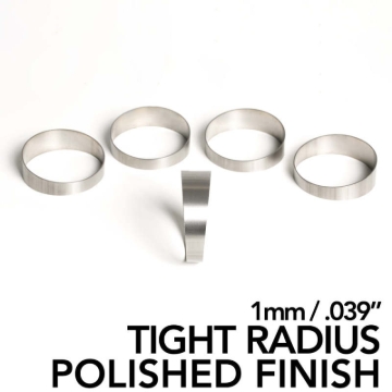 Picture of Ticon Industries 3in Diameter 1.6D Loose Radius 1.2mm/.047in Polished Titanium Pie Cut - 5pk