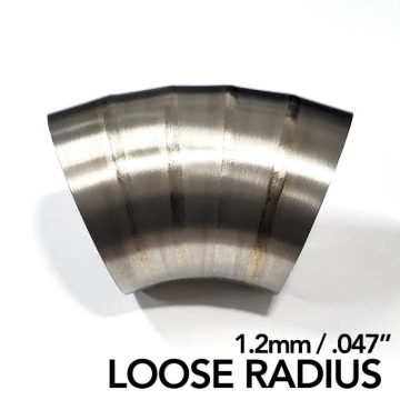 Picture of Ticon Industries 3in Dia 1.6D Loose Radius 45Deg Bend 1.2mm/.047in Pre Welded Titanium Pie Cut - 5pk