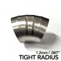 Picture of Ticon Industries 3in Dia 1.14D Tight Rad 45Deg Bend 1.2mm/.047in Pre Welded Titanium Pie Cut - 5pk
