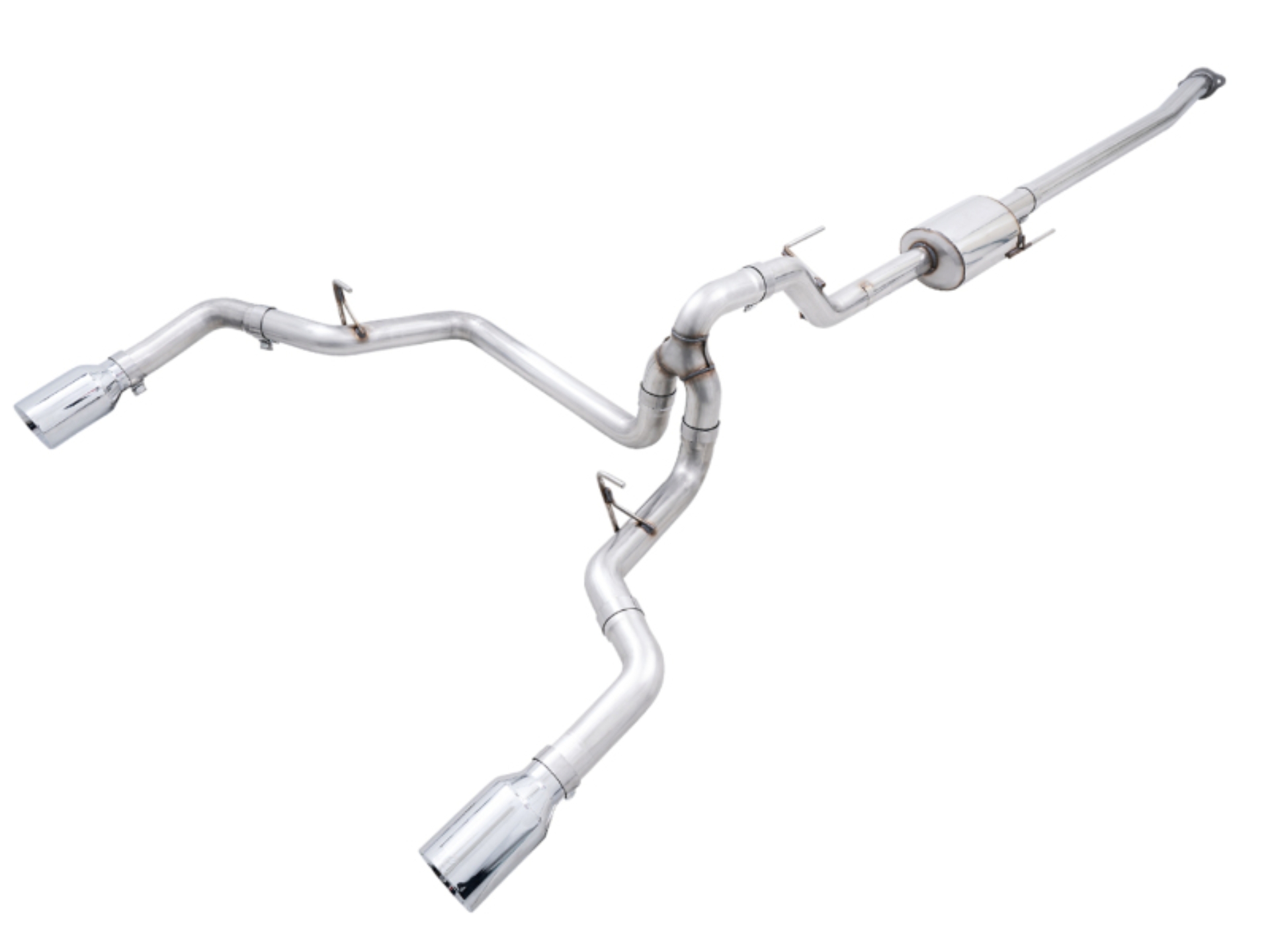 Picture of AWE Tuning 0FG 21+ Ford F150 Dual Split Rear Exhaust - 5in Chrome Silver Tips