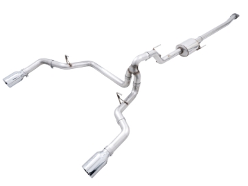 Picture of AWE Tuning 0FG 21+ Ford F150 Dual Split Rear Exhaust - 5in Chrome Silver Tips