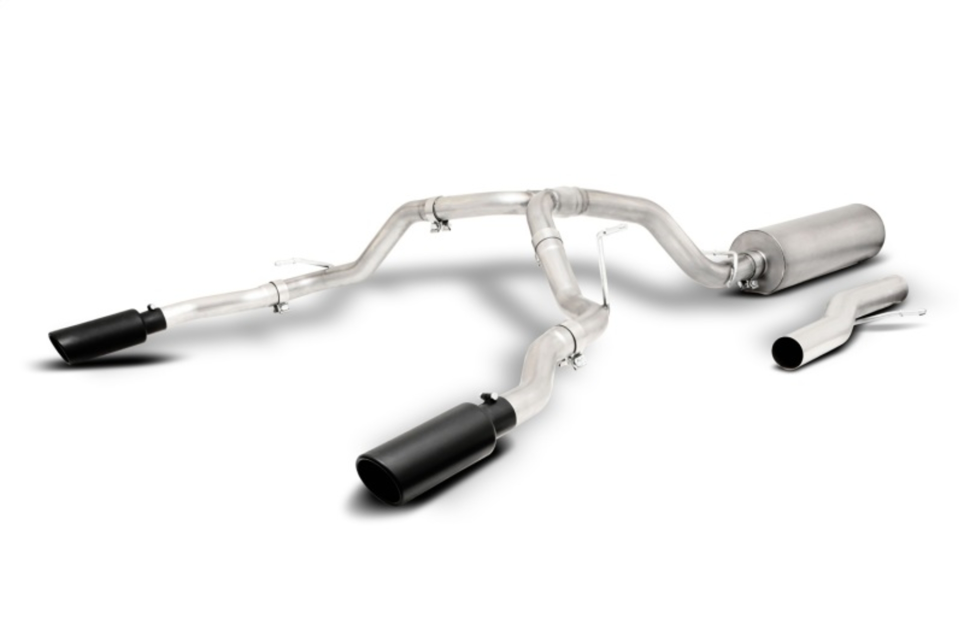 Picture of Gibson 21-22 Chevy Suburban 5.3L 2.5in Cat-Back Dual Split Exhaust System Stainless - Black Elite