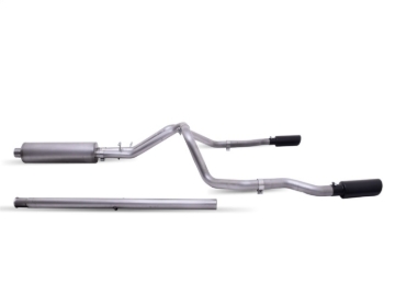 Picture of Gibson 19-22 GMC Sierra 1500 5.3L 3/2.5in Cat-Back Dual Split Exhaust System Stainless - Black Elite
