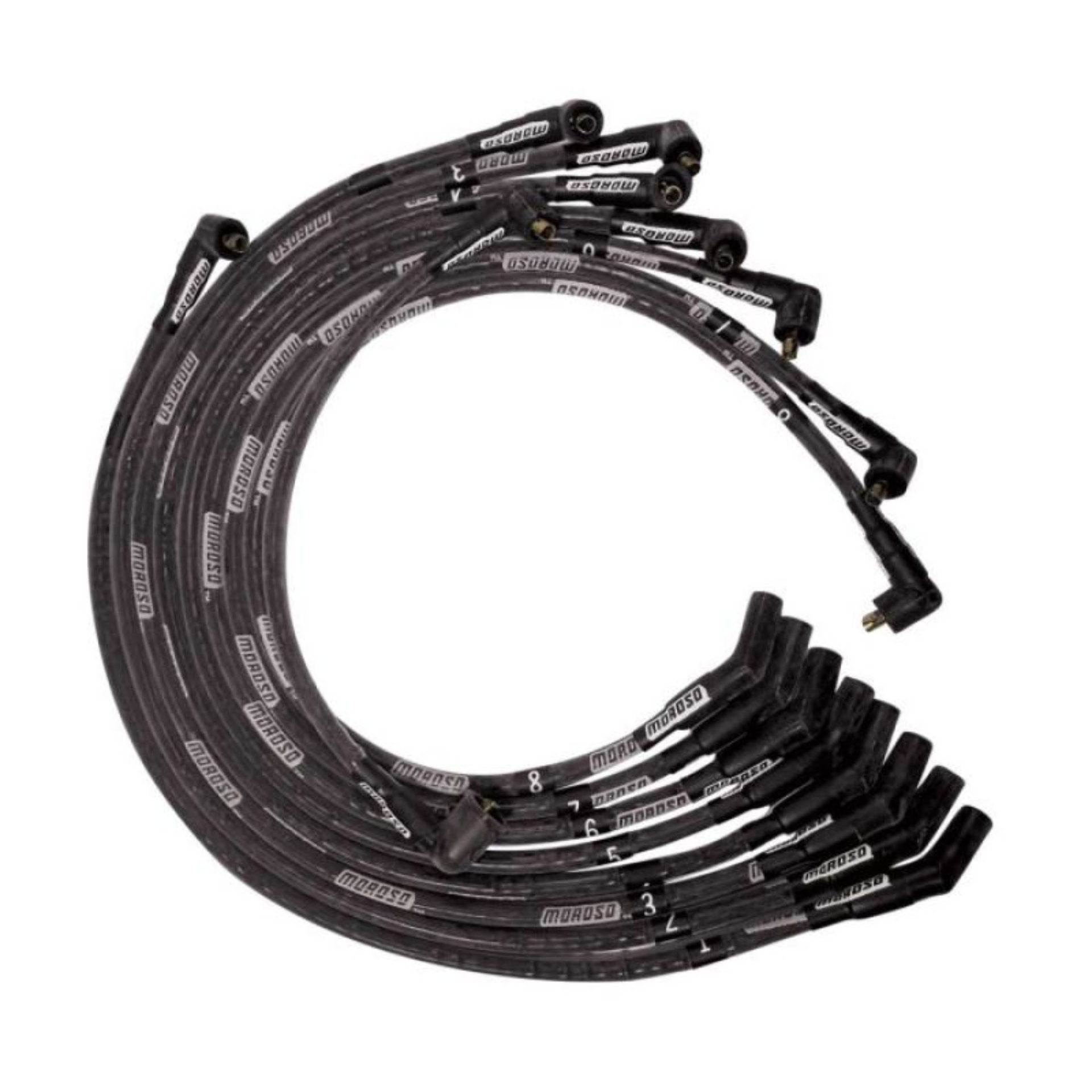 Picture of Moroso BB Ford 351C/390/429/460 Sleeved Non-HEI 135 Boots Ultra Spark Plug Wire Set - Black