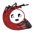Picture of Moroso SB Ford 260/289/302 135 Deg Plug Boots HEI Sleeved Ultra Spark Plug Wire Set - Red