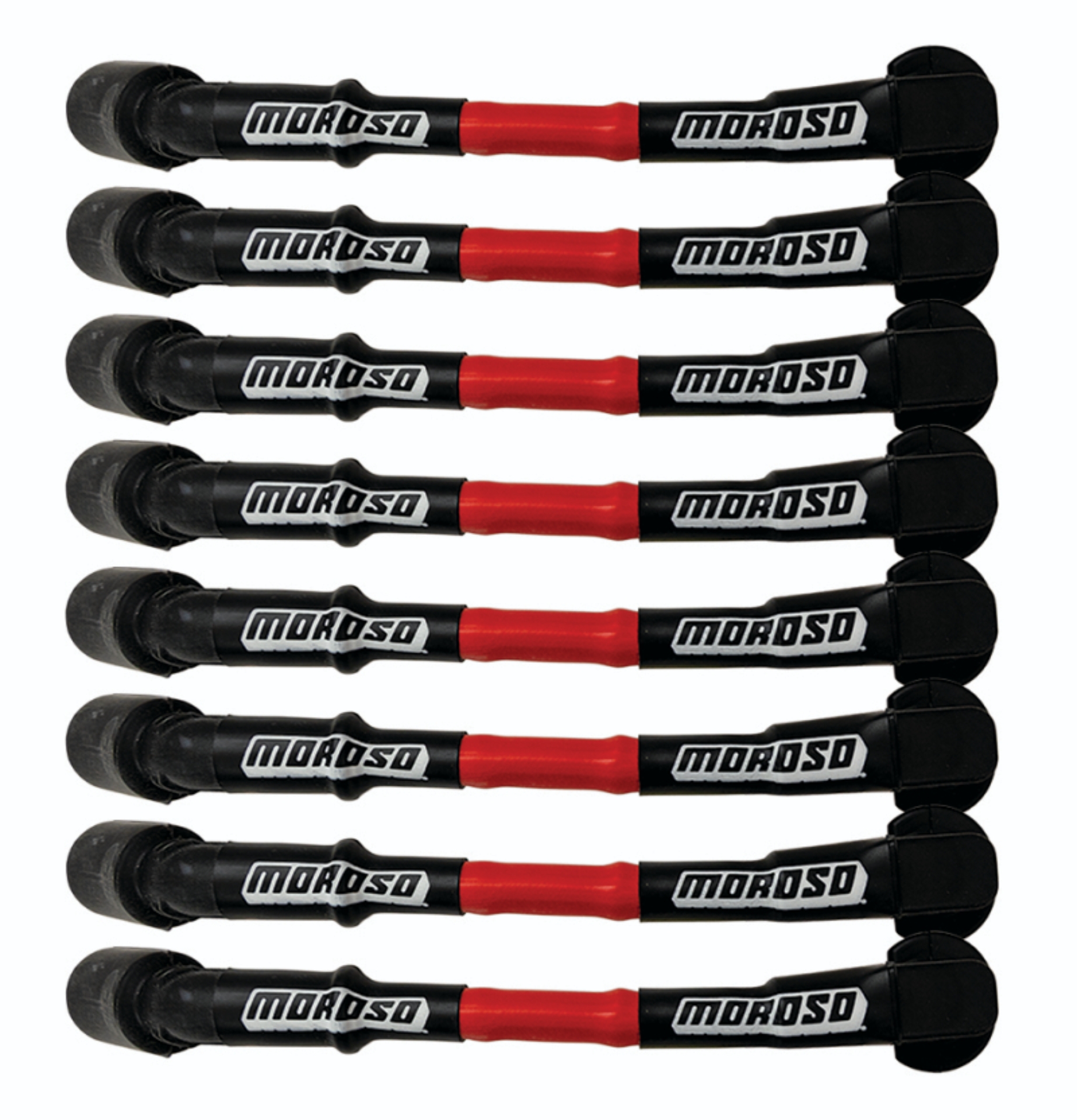 Picture of Moroso 9.75in Long Coil On Plug Sleeved Ultra Spark Plug Wire Set - Red