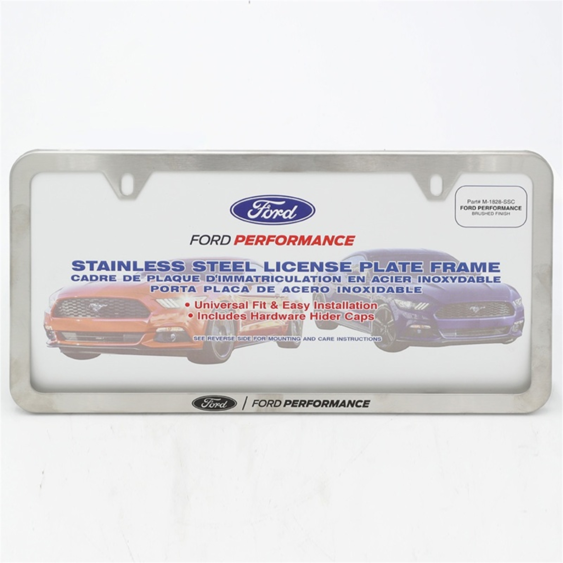 Picture of Ford Racing Slim License Plate Frame - Brushed Stainless Steel
