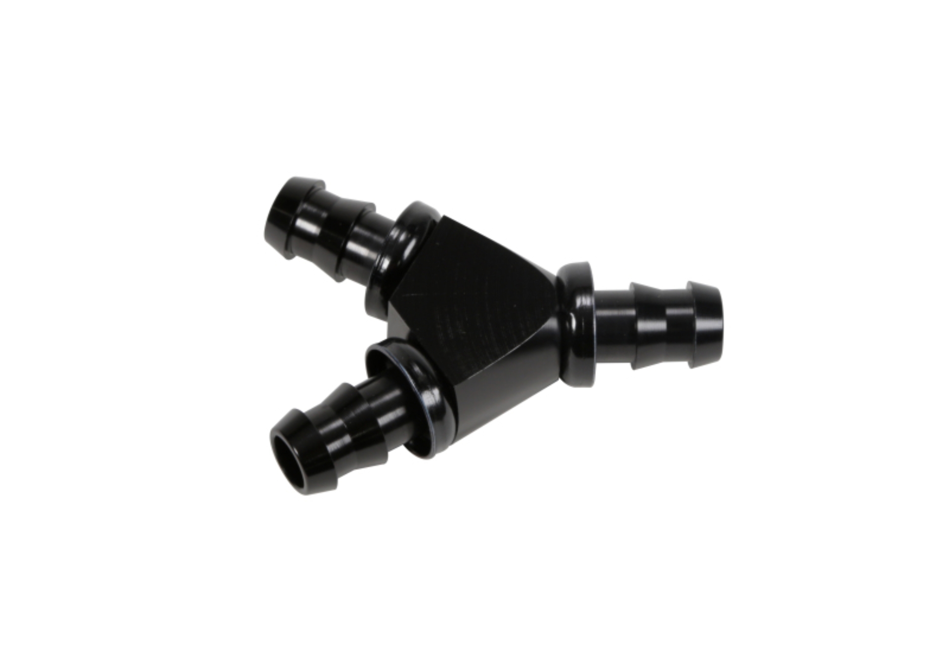 Picture of Fleece Performance 1/2in Black Anodized Aluminum Y Barbed Fitting (For -8 Pushlock Hose)