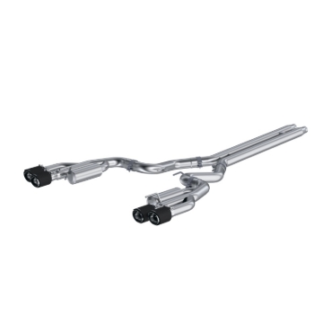 Picture of MBRP 18-22 Ford Mustang GT 5L T304 SS 3in Cat-Back Dual Rear w/4in Quad Carbon Fiber Tips (Race)