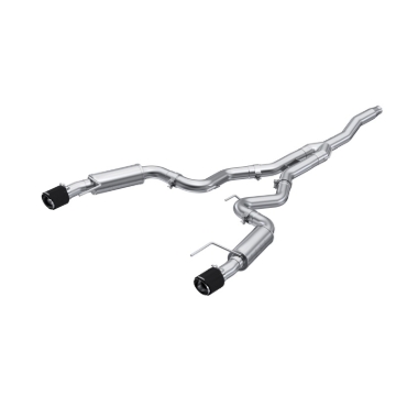 Picture of MBRP 19-22 Ford Mustang 2.3 EcoBoost 3in Cat-Back Dual Split Rear w/4.5in Carbon Fiber Tips (Race)