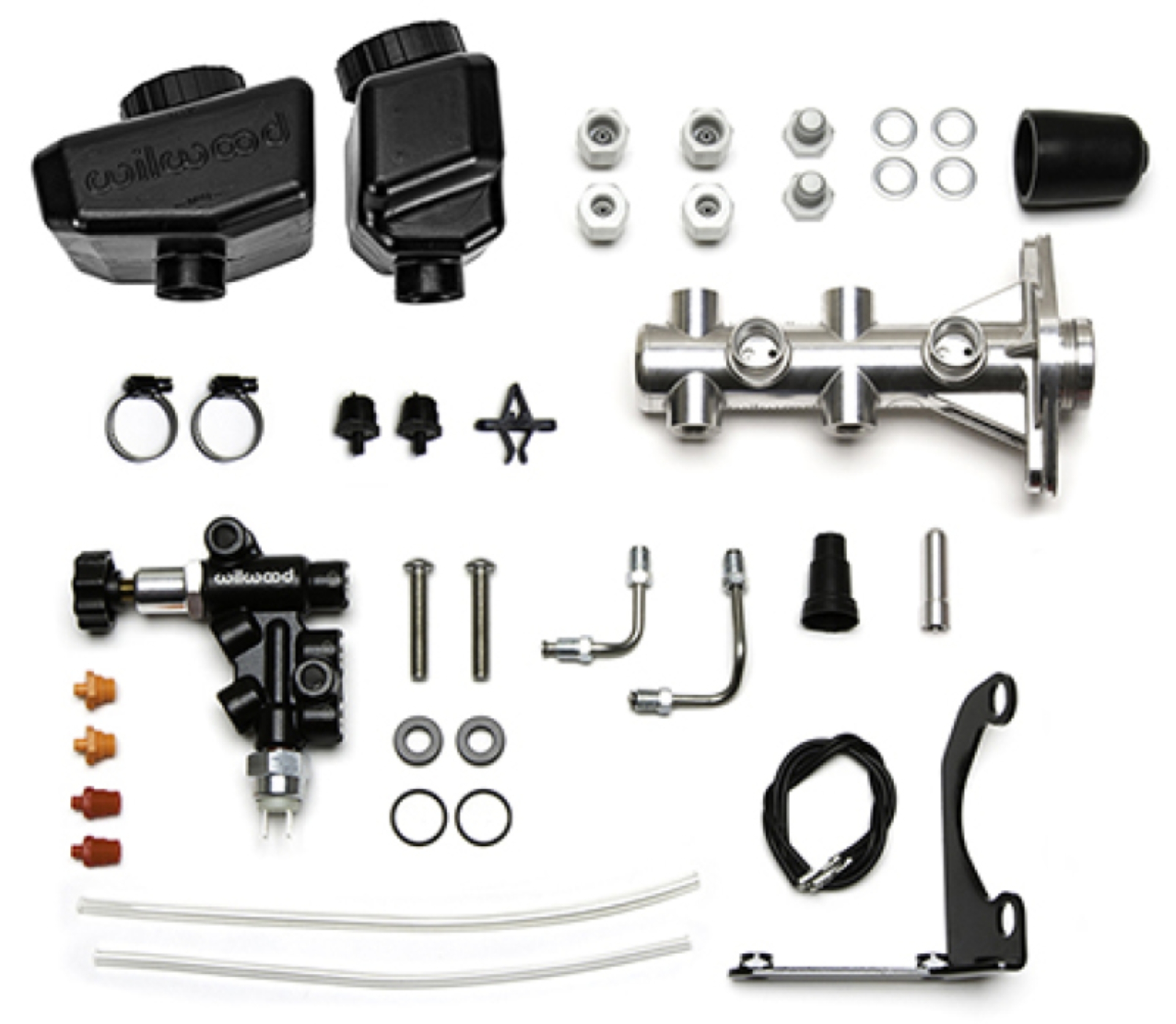 Picture of Wilwood Remote Tandem M/C Kit w/Bracket and Valve - 1in Bore Burnished