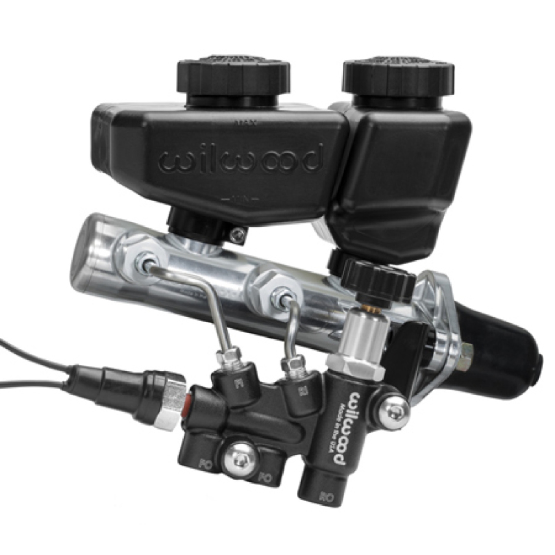 Picture of Wilwood Remote Tandem M/C Kit w/Bracket and Valve - 1in Bore Black
