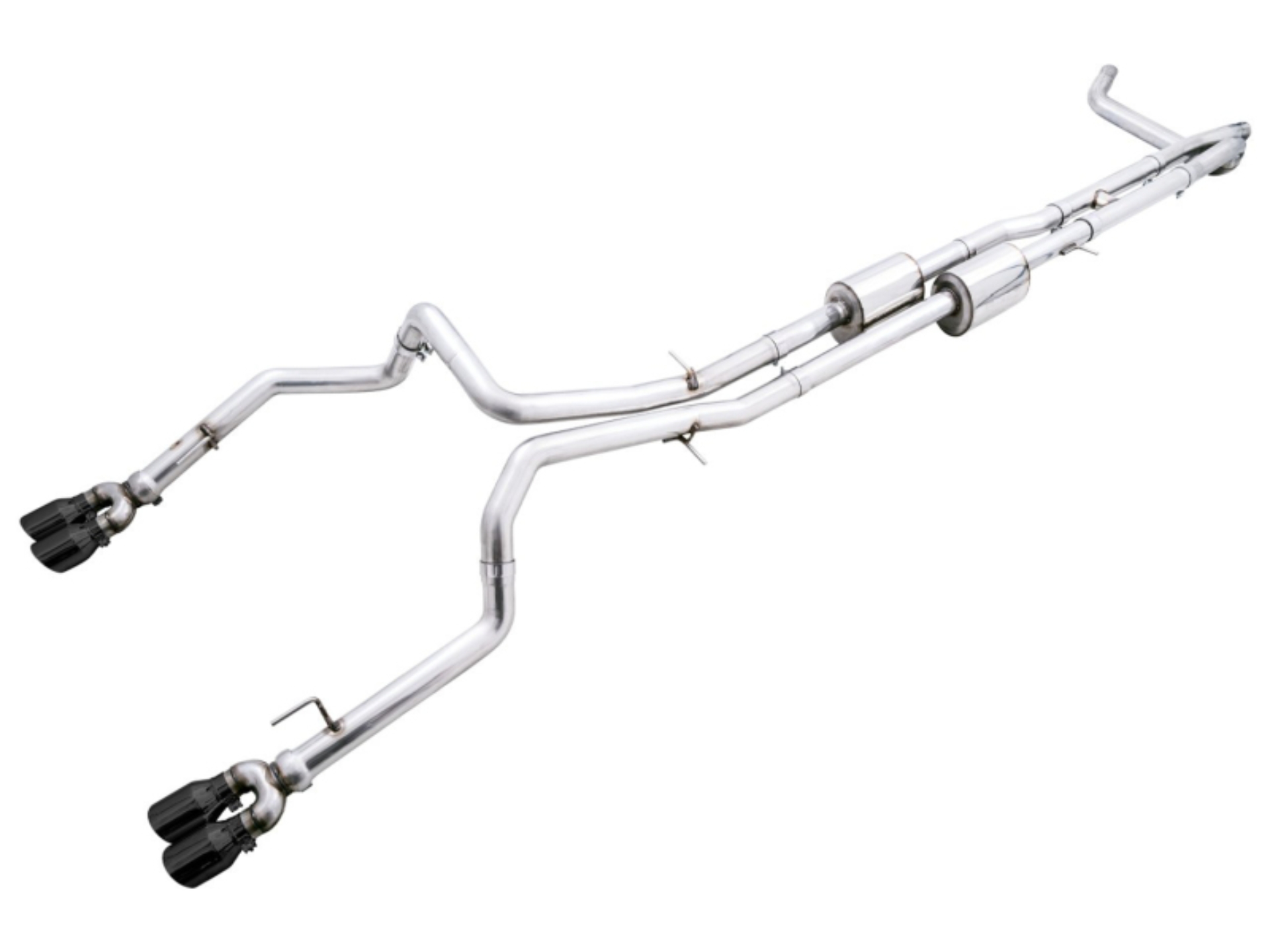 Picture of AWE Tuning 22-23 GMC Sierra 1500 AT4X 6.2L 0FG Catback Split Dual (Flat Bumper) - Diamond Black Tips
