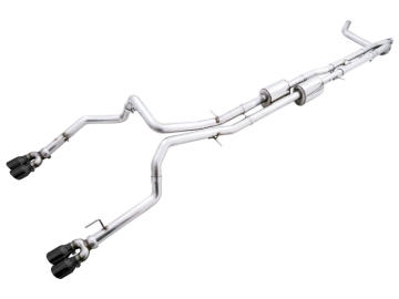 Picture of AWE Tuning 22-23 GMC Sierra 1500 AT4X 6.2L 0FG Catback Split Dual (Flat Bumper) - Diamond Black Tips