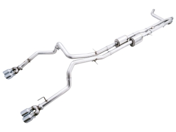 Picture of AWE Tuning 22-23 GMC Sierra 1500 AT4X 6.2L 0FG Catback Split Dual (Flat Bumper) - Chrome Silver Tips