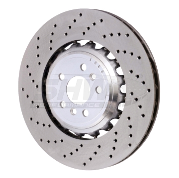Picture of SHW 18-21 BMW M5 4.4L Left Rear Cross-Drilled Lightweight Brake Rotor (34217991103)