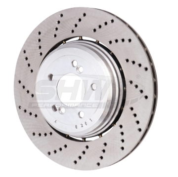 Picture of SHW 06-10 BMW M5 5.0L Left Rear Cross-Drilled Lightweight Brake Rotor (34212282807)