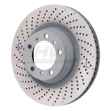 Picture of SHW 07-13 Porsche 911 Turbo 3.8L w/o Ceramics Left Rear Drilled-Dimpled MB Brake Rotor (99735240502)