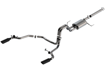 Picture of Borla 21-22 F-150 Powerboost 3.5L V6 2WD & 4WD 4DR 3in, 2.25in S-TYPE Catback w/ Black Chrome Tips