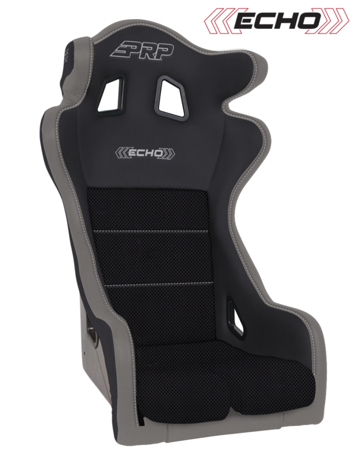 Picture of PRP Echo Composite Seat- Black/Grey (PRP Silver Outline/Delta Silver- Silver Stitching)