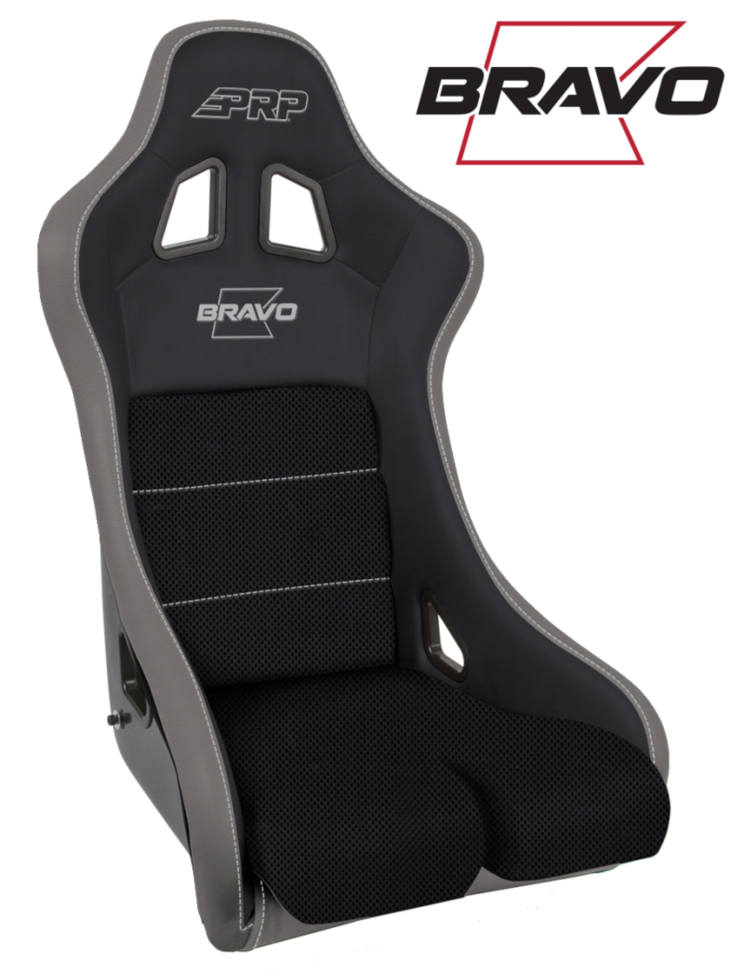 Picture of PRP Bravo Composite Seat- Black/Grey (PRP Silver Outline/Bravo Silver- Silver Stitching)
