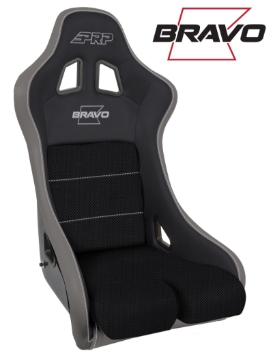Picture of PRP Bravo Composite Seat- Black/Grey (PRP Silver Outline/Bravo Silver- Silver Stitching)