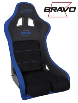 Picture of PRP Bravo Composite Seat- Black/Blue (PRP Blue Outline/Bravo Blue- Blue Stitching)