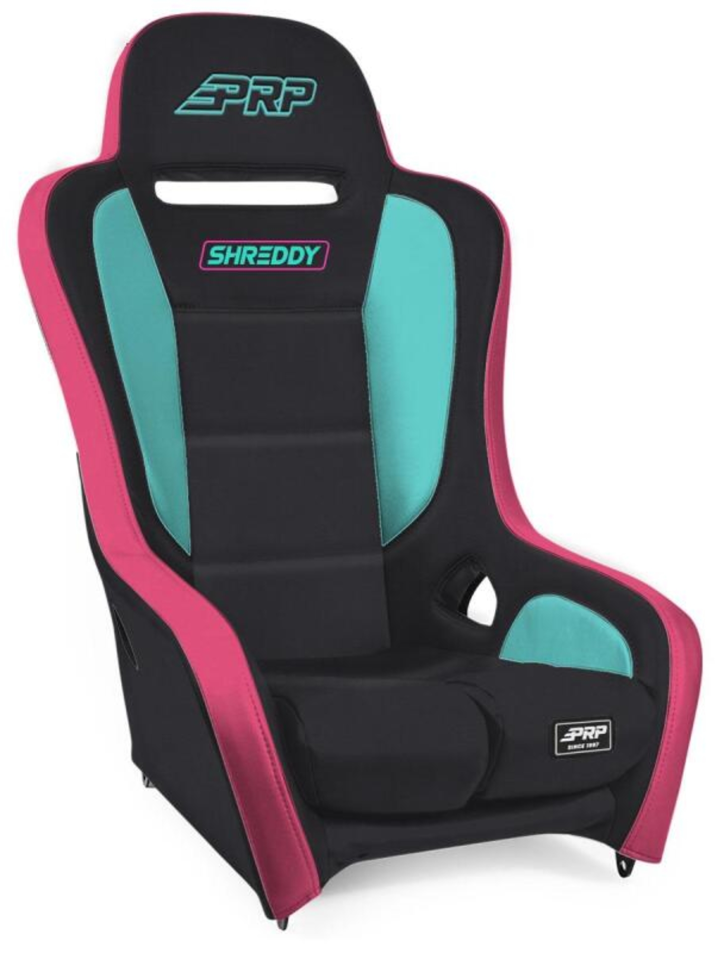 Picture of PRP Shreddy Podium Suspension Seat - Black- Pink / Teal