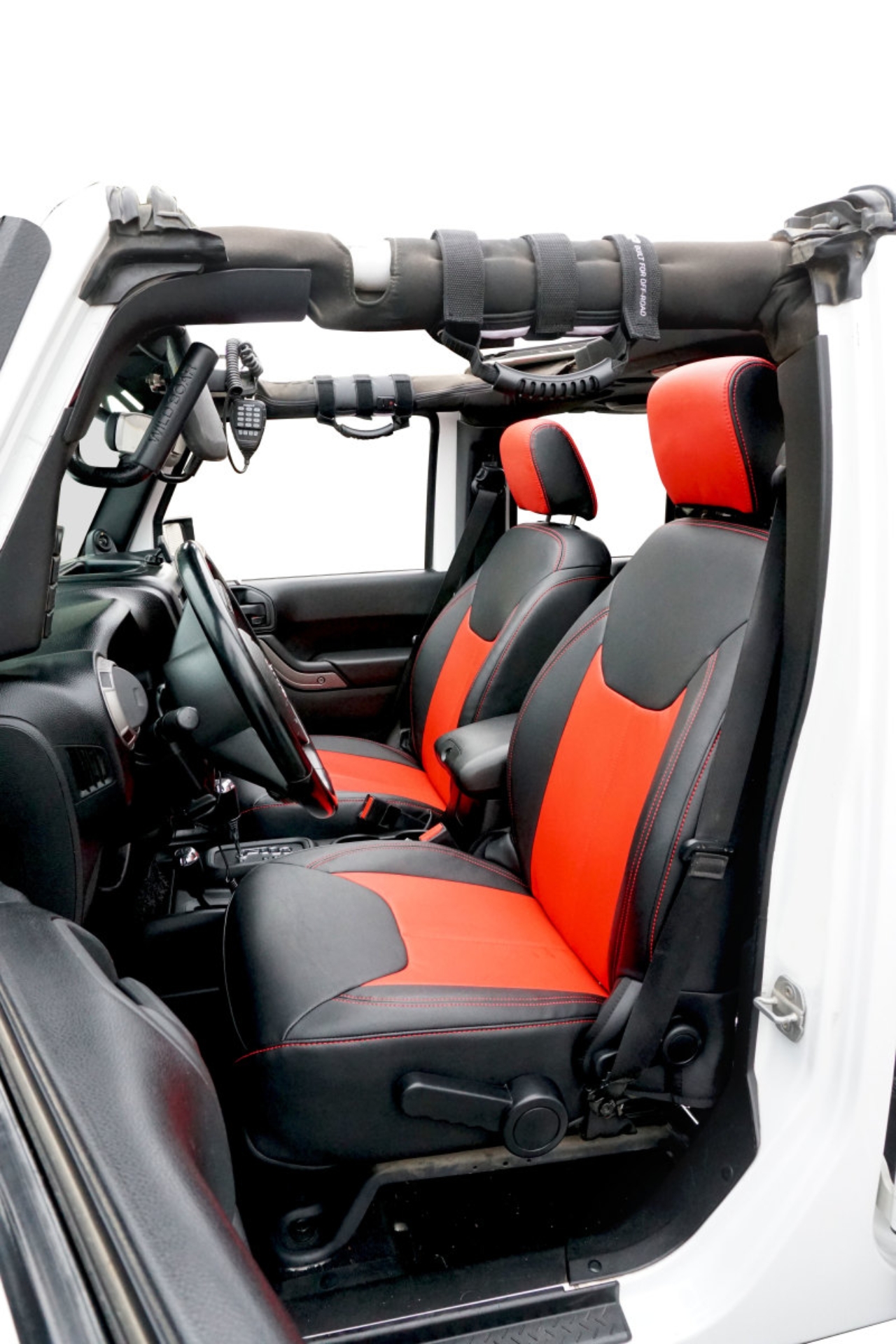 Picture of PRP 13-18 Jeep Wrangler JK Front Seat Covers/2 door or 4 door (Pair) - Black/Red